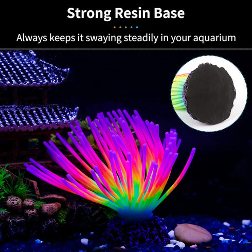 Uniclife Imitative Rainbow Sea Urchin Ball, Artificial Silicone Ornament with Glowing Effect for Fish Tanks.
