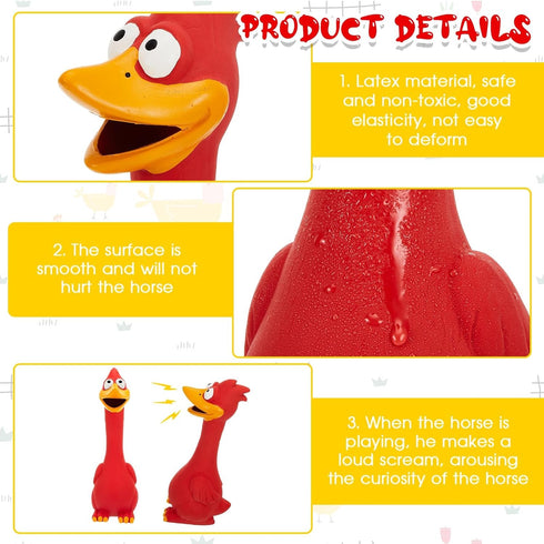 Hungdao 2 Pcs Horse Toys - 11 Inches Latex Rubber Chicken Dog Toy to Reduce Separation Anxiety, Screaming Chicken Toy