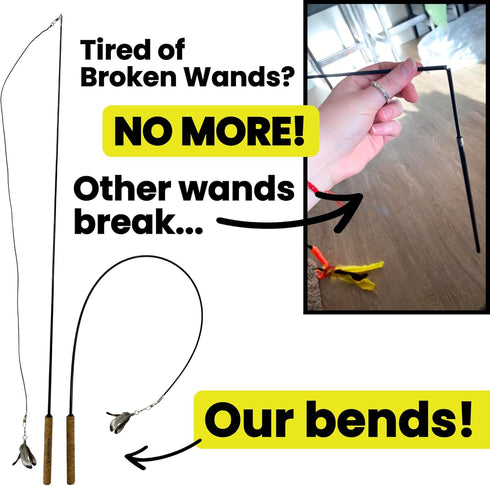Forever Stick - The Unbreakable Cat Wand Toy, Durable Cat Toy Wand, Extra Long Cat String Toy, Cat Fishing Pole Toy