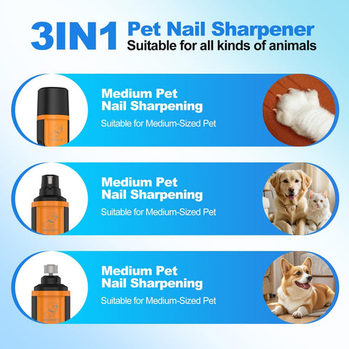5 2000mAh Dog Nail Grinder Quite, Cordless Grooming Pro Nail Grinder with Adjustable Speeds & Led Light, & Battery