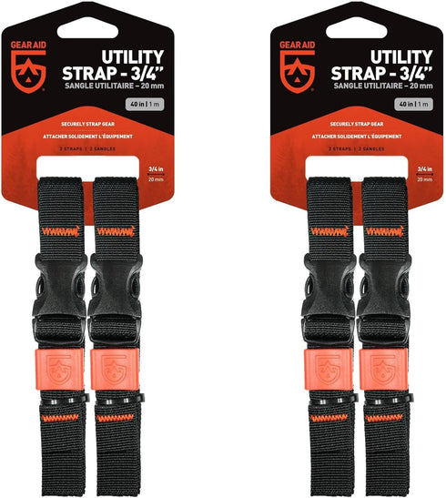 GEAR AID Utility Straps with Side-Release Buckle, Secure Camping, Biking, Hunting Gear, Multiple Sizes