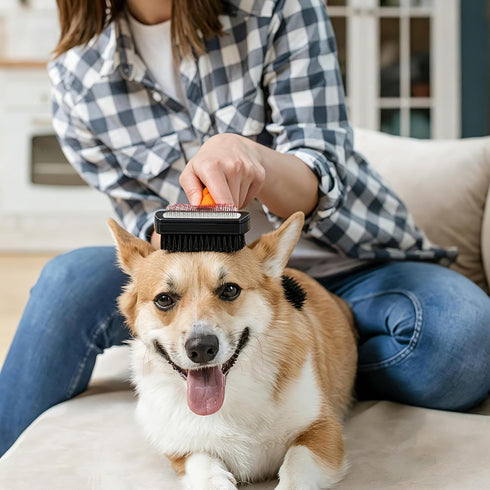 8PCS Wisedog Dog Grooming Kit - Pin & Bristle Brush, Slicker Brush, Dematting Tool, Nail Clipper, Hair Removal Mitts