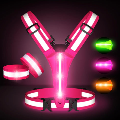 LED Light Up Running Vest, Reflective Vest for Night Walking, Rechargeable High Visibility with Adjustable Waist
