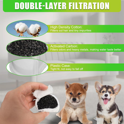 Pet Cat Water Fountain Filters Replacement for Drinkwell Petsafe Fountain, 16 Packs Compatible with Stainless Steel