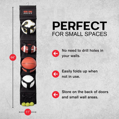 Hanging Sports Equipment Organizer, Multi-Purpose Garage Storage for Basketball Football and Toys