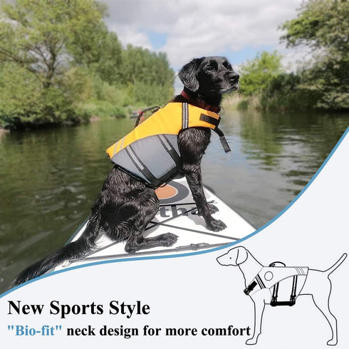 VIVAGLORY Yellow Sports Style Dog Life Jacket with Adjustable Durable Extra Flotation Swim Vest for Small Dogs
