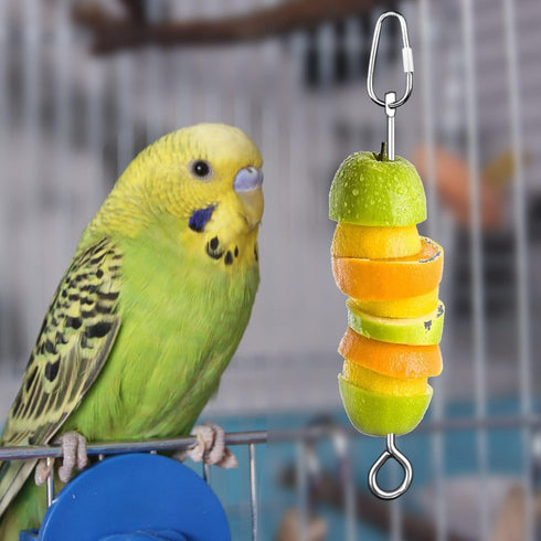 Bird Cage Food Holder, Parrot Fruit Vegetable Skewer Feeder for Parakeet, Budgie, Macaw