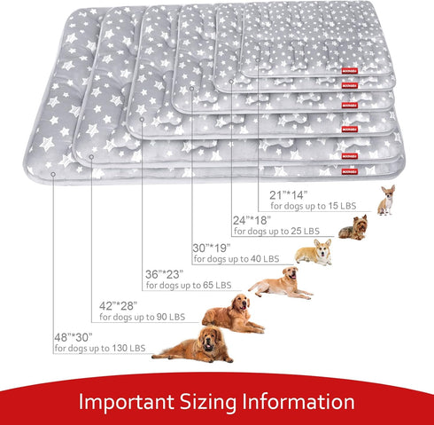 Dog Crate Bed Mat (36" x 23") - Soft Dog Bed with Cute Stars, Personalized Anti-Slip Bottom, Machine Washable Kennel Pad