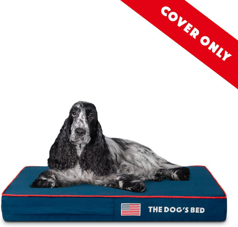 Replacement Outer Cover ONLY for The Dog's Bed, Washable Oxford Fabric, Small 28” x 19” x 4” (Blue with Red Piping USA