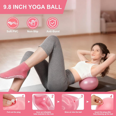 Womefic Set 5 Set Pilates Ring and Ball for Women, Home Workout Pilates Kit, Magic Circle Hoop with Resistance Bands
