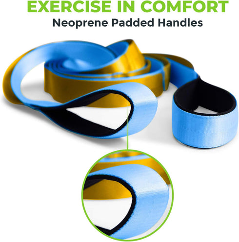 Gradient Fitness Stretching Strap for Physical Therapy, 12 Multi-Loop Stretch Strap, 1.5" W x 8' L