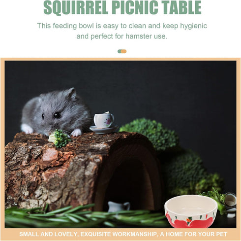 Dish Water Small Glider Sugar Gerbil Rat Pattern Pet Hamster Feeding Bowl, Cute Ceramic Animal Container