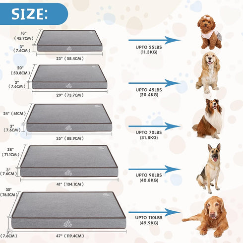 VANKEAN Dog Bed, Soft Reversible Crate Pad Mat with Orthopedic Egg-Crate Foam, Washable Comfy Kennel Pad for Small