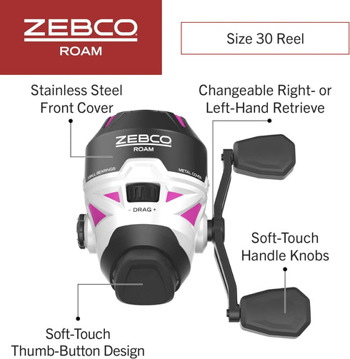 Zebco Roam Spincast Reel and Fishing Rod Combo, 6-Foot 2-Piece Fiberglass Pole with ComfortGrip Handle