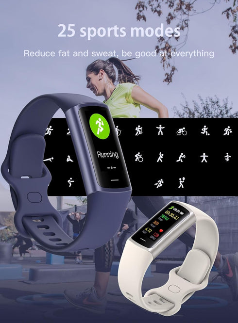 Fitness Tracker with 25 Sports Modes, Heart Rate/Blood Oxygen Monitor, Waterproof Smartwatch for Android and iOS