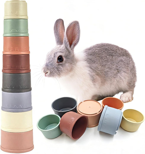 starfa lab 8 Pcs Stacking Cups for Small Animal Toys,Nesting Rabbit Toys of Different