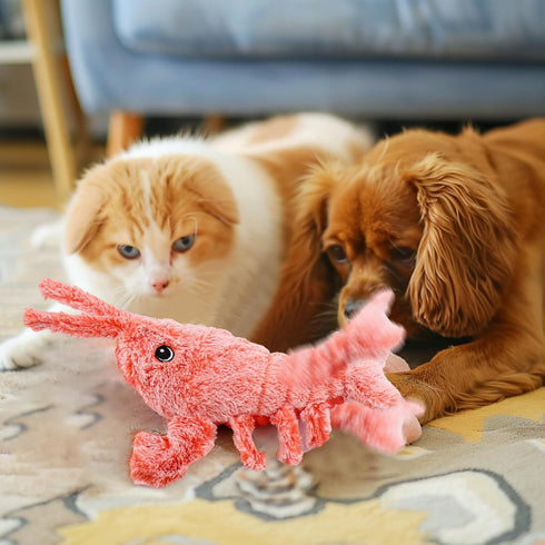 Mity rain Interactive Dog Toys, Wiggly Lobster Toy for Indoor & Outdoor, Rechargeable Floppy Plush Squeaky Dog Toys