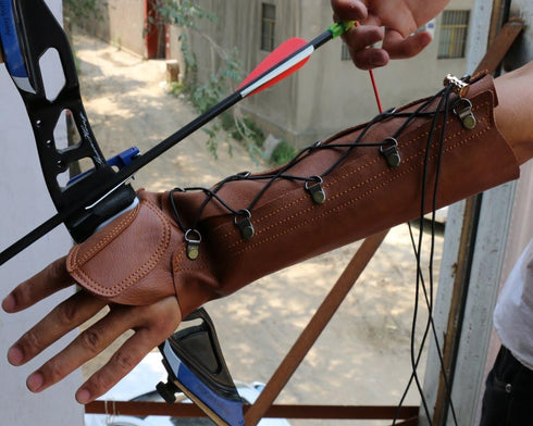 Handmade Leather Arm Guard Bow Hand Shooting Glove