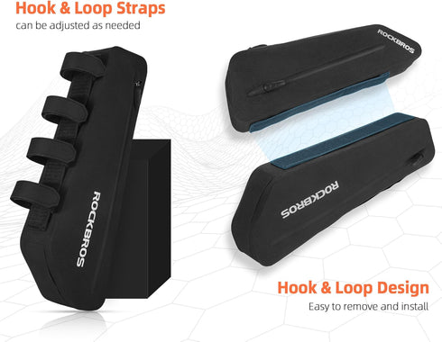 ROCKBROS Bike Top Tube Bag - Waterproof Frame Pouch for Super 73, Cycling Accessories, 2 Pieces Combi