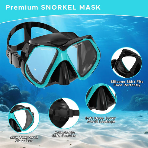 Set Swimming Packages Snorkeling Gear for Adults, Dry Snorkel, Mask Adult, Diving Scuba Mask, Scuba Gear, Goggles