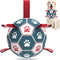 QDAN Extra Large Dog Toys, Soccer Ball with Straps, Interactive Tug of War Toy for Large Dogs - Blue & Red (9 Inch)