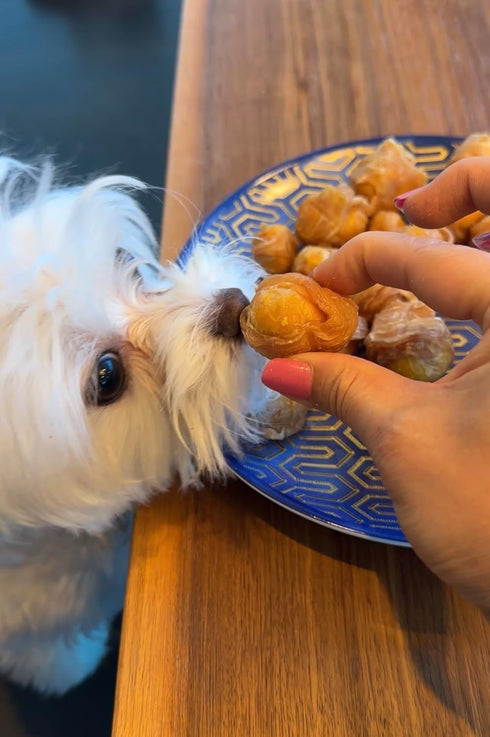 7 oz, 2030 Munchbird Dehydrated Chicken Jerky Wrapped Egg Yolk Dog Treats, high-Protein Dog Food Topper with no