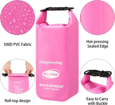 Waterproof First Aid Kit, Roll Top Boat Emergency Kit with Waterproof Contents for Fishing, Kayaking, Boating,