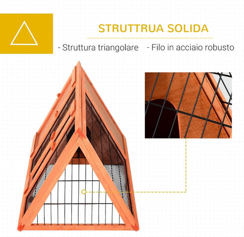 2 Garvee Wooden Rabbit Cage, A-Frame Chicken Coop Outdoor with Doors & Run, Triangle Rabbit Hutch with Ventilating