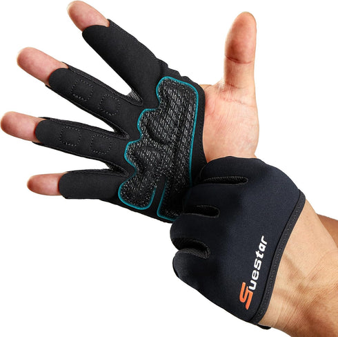 SueStar Partial Weight Lifting Gloves, 3/4 Finger Workout Gloves for Men Women, Full