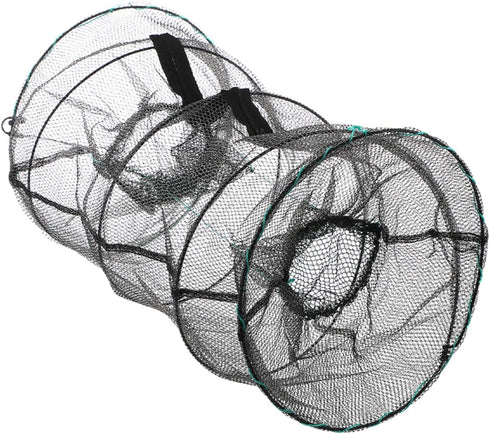 DOITOOL Foldable Fishing Net Cage Crab Trap with Spring Frame, Black Fine