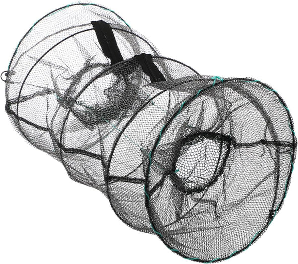 DOITOOL Foldable Fishing Net Cage Crab Trap with Spring Frame, Black Fine