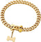 15mm Wide Strong Stainless Steel Bone Style Buckle Gold Dog Chain Collar - 18K Gold Plated Cuban Link for Medium Large