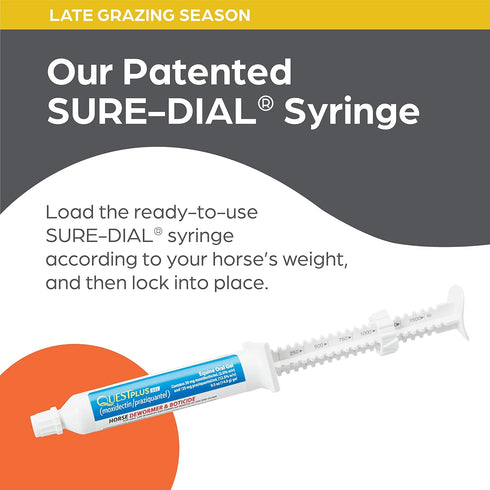 Quest Plus Gel Moxidectin/Praziquantel Horse Dewormer - 0.5oz Sure-Dial Syringe for Horses