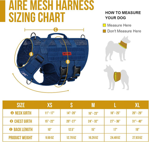 OneTigris No Pull Tactical Dog Harness, Mesh Design Vest for Small Medium Dogs, Breathable Military Molle with Handles