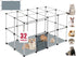 32 Panels Small Animal Playpen, 48" x 32" x 24" Transparent Playpen
