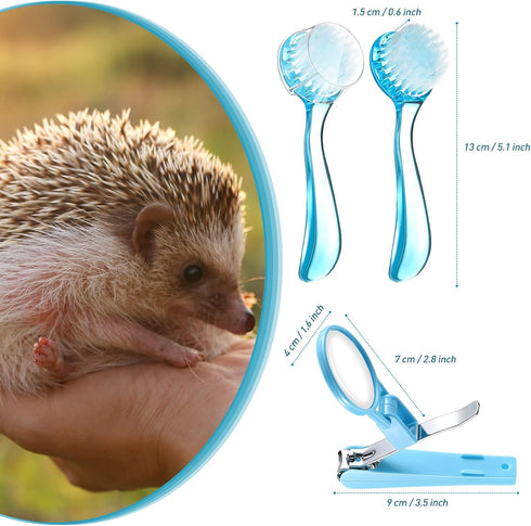 Mudder 3 Pcs Hedgehog Small Animal Grooming Kit – Includes Bathing Brush and Nail Clipper with Magnifier