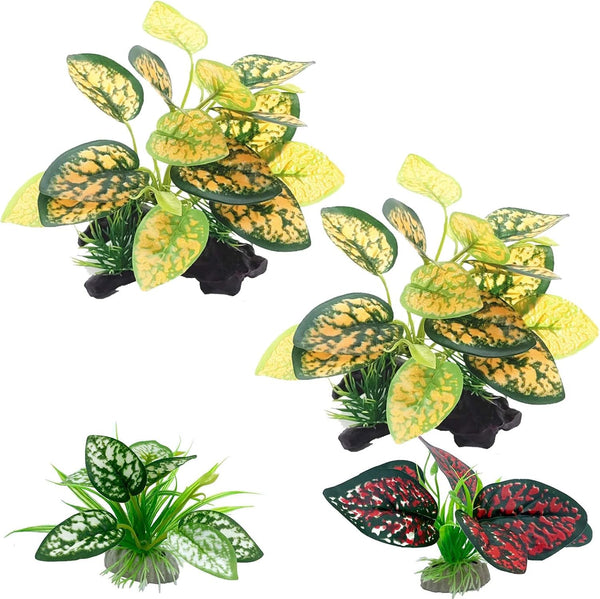 Reptile Artificial Plants, Terrarium Decorations Supplies, Aquarium Fish Tank Plant, Amphibian Habitat Accessories (M