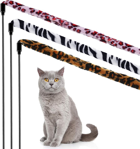 Sumind 3 Pieces Jungle Cat Wand Teaser Charmer Interactive Fun Toys for Kittens, 3 Styles (Classic Color)