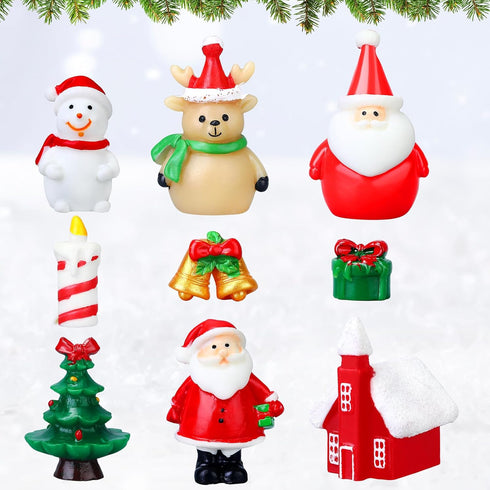 Soaoo 9 Pcs Christmas Aquarium Decoration Fish Tank Resin Ornaments Xmas Series Micro Landscaping Decor for Parties
