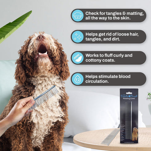 Doodle Comb for Grooming, Metal Dog Comb for Goldendoodle, Poodle, Finishing Comb for Doodles