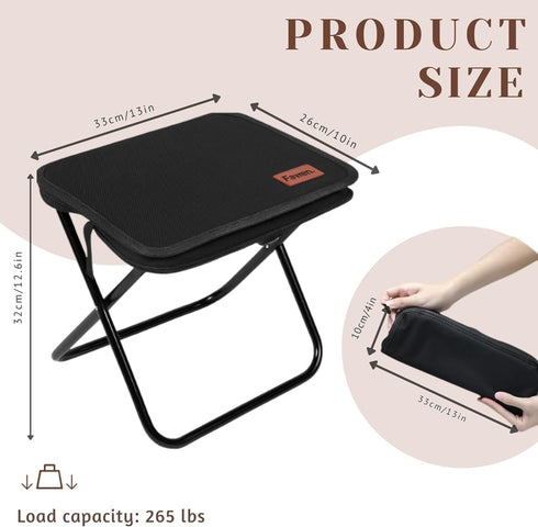 FAVREN 265 lbs, Backpacking Portable Folding Stool Chair Lightweight Compact Camping Stool with Carry Bag, Heavy Duty