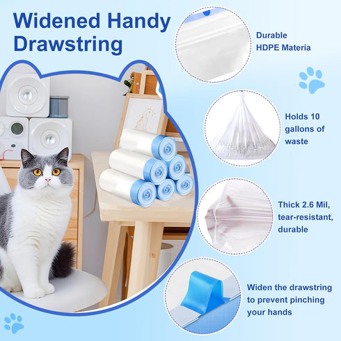 120 Pack, Design,6 Litte(27x13 inches Thicken Cat Litter Bags cat litter box liners, Leakproof Poop Bags & Waste Bags