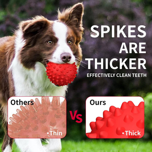 Apasiri Dog Balls Squeaky Toys for Large Dogs, Tough Spiky Floatable Rubber Pet Toys, Pack of 2