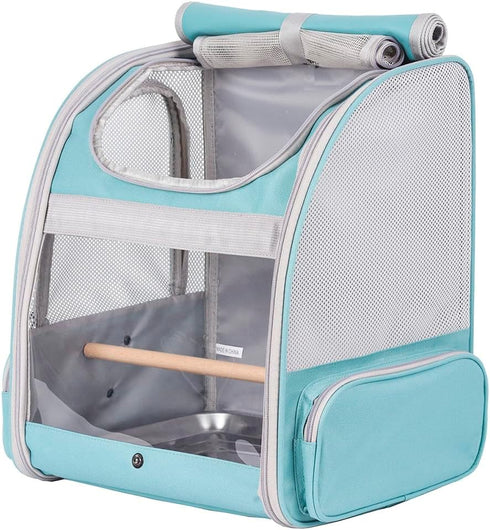 Bird Backpack Carrier with Stand Perch, Airline Approved Travel Backpack for Hiking (Green)