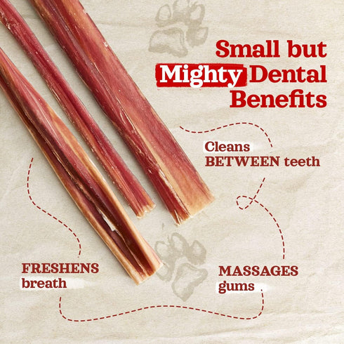 Natural Farm Bully Sticks, 6 Inch, 30 Pack, Thin Pizzle Pixie Beef Treats, Grain-Free, High Protein