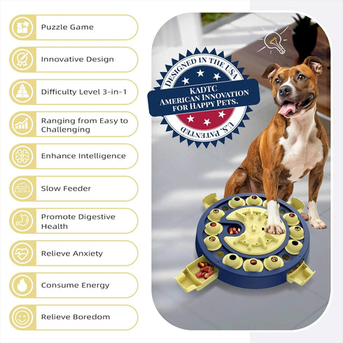 3 4 KADTC Dog Puzzle Toy, Large Size, Levels of Step-by-Step Challenge Ways to Play Beginner to Advanced Slow Feeder