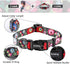 Ihoming Dog Collar and Leash Set for Daily Outdoor Walking, Black Colorful Flowers Design for Small Boys Girls Dogs