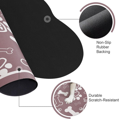 Dog Cat Mat for Food and Water, Rapid Absorbent Bone Shaped Placemat with Rubber Backing, Brown 16"×24"