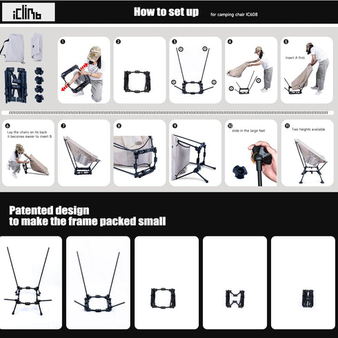 iClimb Compact Camping Chair with Anti-Sinking Feet - Ultimate Comfort
