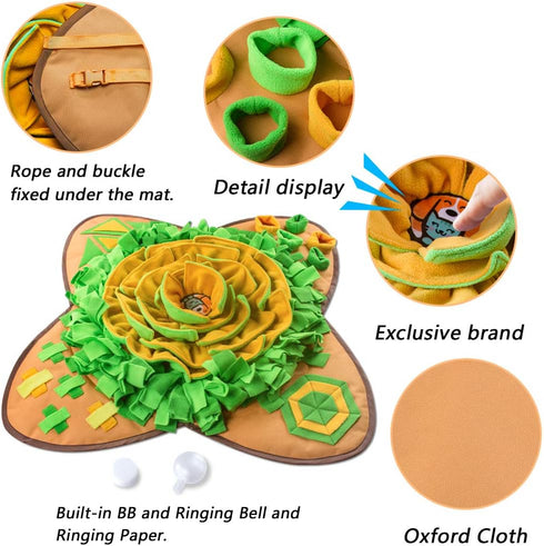 28''x28'' AWOOF Snuffle Mat Pet Dog Feeding Mat, Interactive Dog Puzzle Toys Encourages Natural Foraging Skills